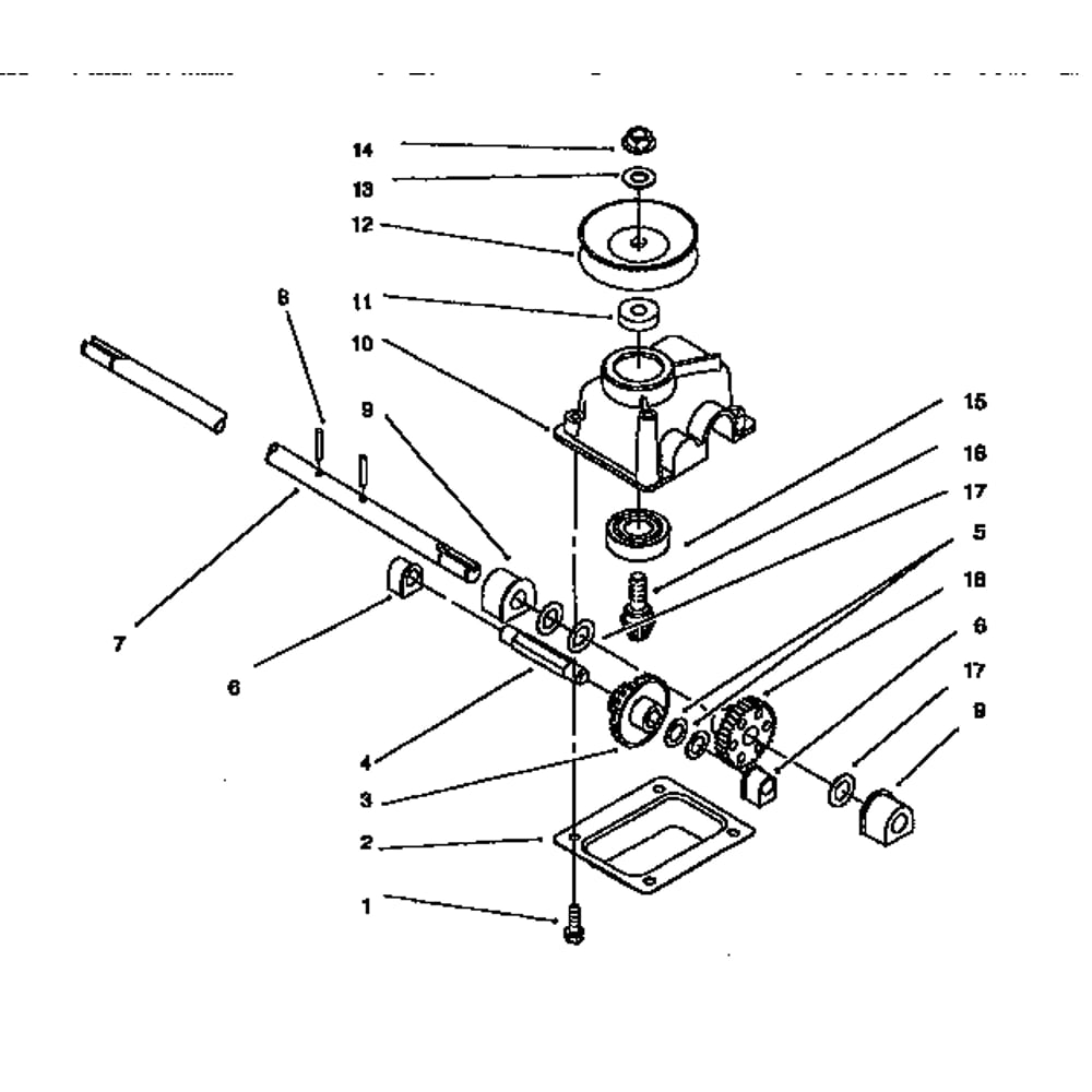 Gear Case Assembly Diagram and Parts List for 10314-7900001ANDUP  Lawn Boy Lawn Mower